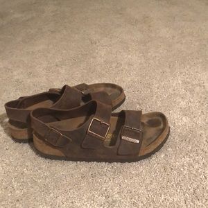 Birkenstock leather sandal with heel strap